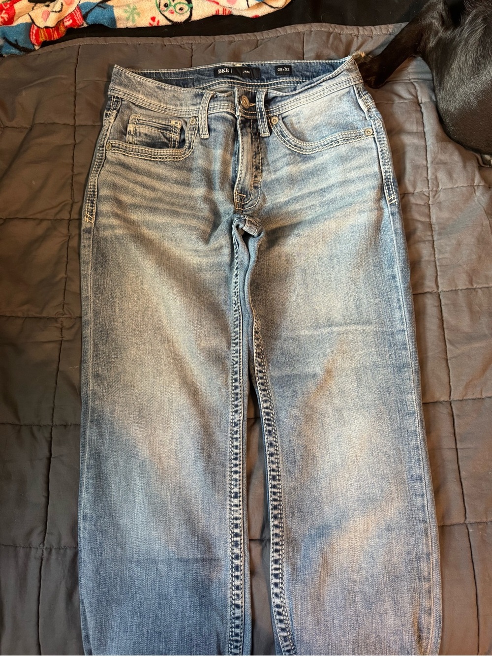 BKE Men's Faded Light Blue Straight Jeans